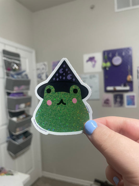 Sparkly Faul the Lazy Magical Frog Vinyl Sticker (Limited Edition)